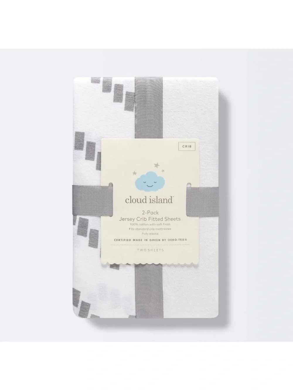 Fitted Cotton Jersey Crib Sheet - Cloud Island™ 2 pack, grey chevron & white